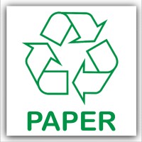 1 x Paper Recycling Bin Adhesive Sticker-Recycle Logo Sign-Environment Label